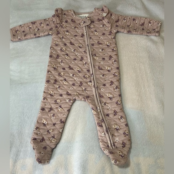 Nicole Miller Purple Floral Quilted Footie - Picture 1 of 7